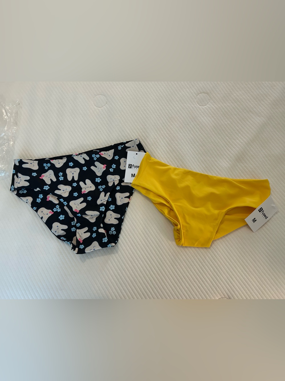 Fused Yellow & Printed Black Bikini Bottoms- Women Swim Bikinis